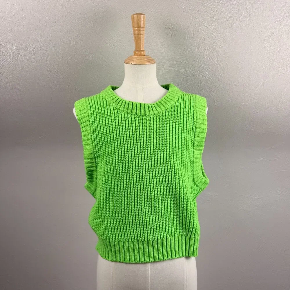 H&M Sweater Vest Neon Green Medium